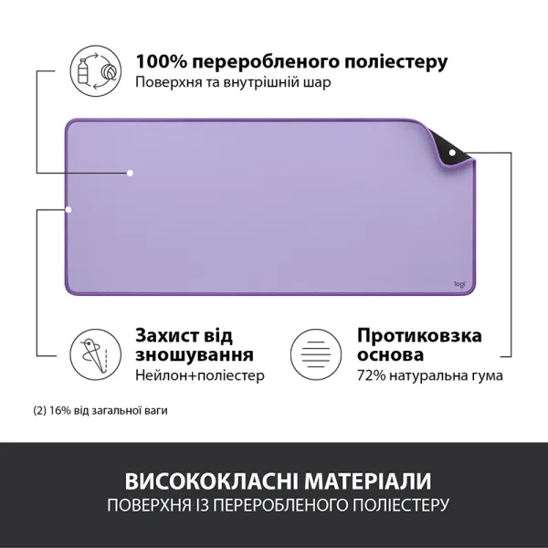 Коврик для мыши Desk Mat Studio Series, лавандовый Logitech (956-000054) - Фото 8