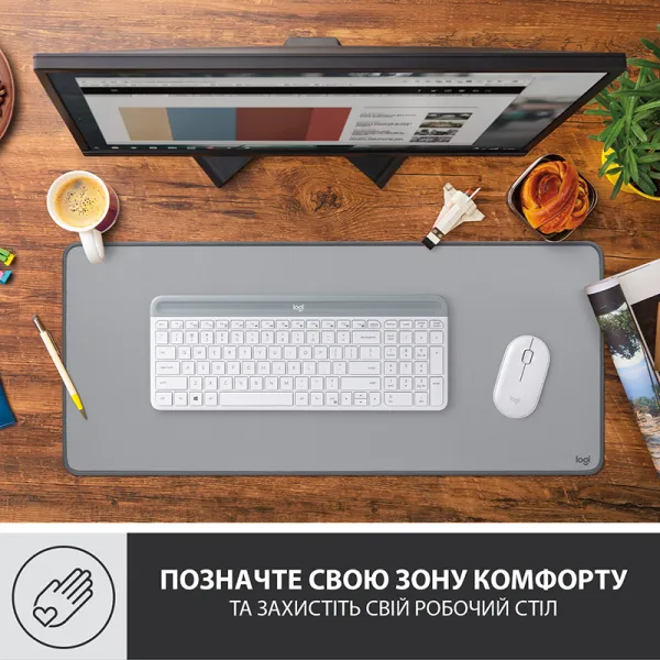 Килимок для миші Desk Mat Studio Series, Mid Grey Logitech (956-000052) - Фото 1