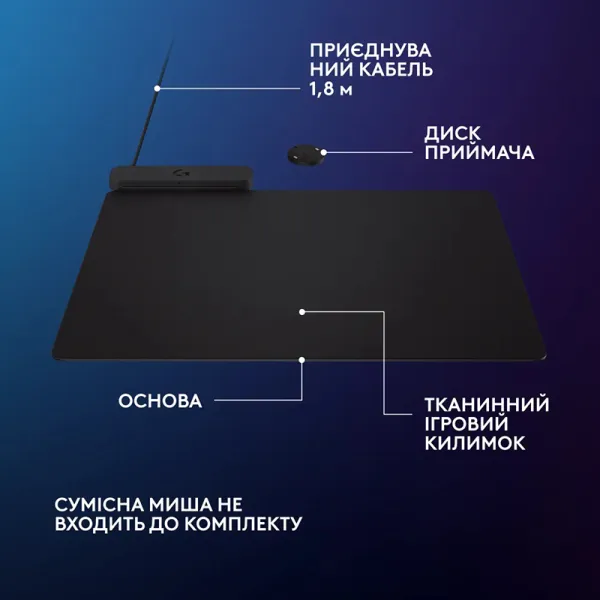 Коврик для мыши G PowerPlay 2 Charging System, чёрный Logitech (947-000003) - Фото 1