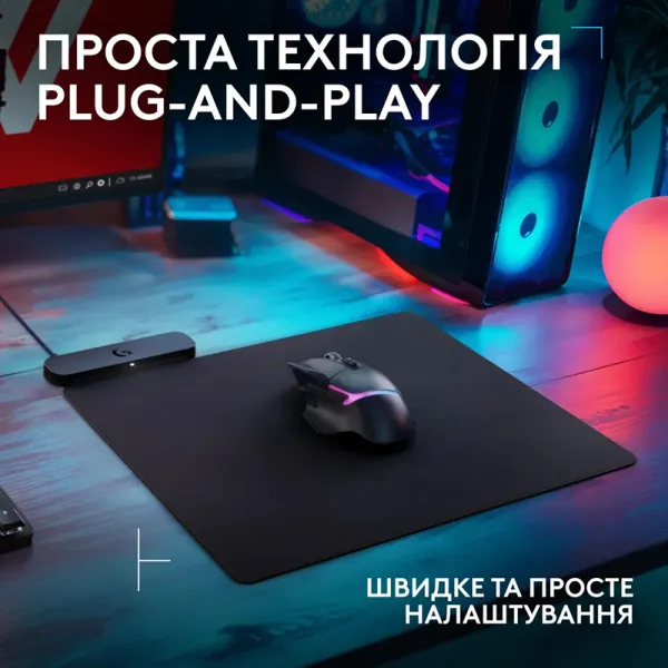 Коврик для мыши G PowerPlay 2 Charging System, чёрный Logitech (947-000003) - Фото 2