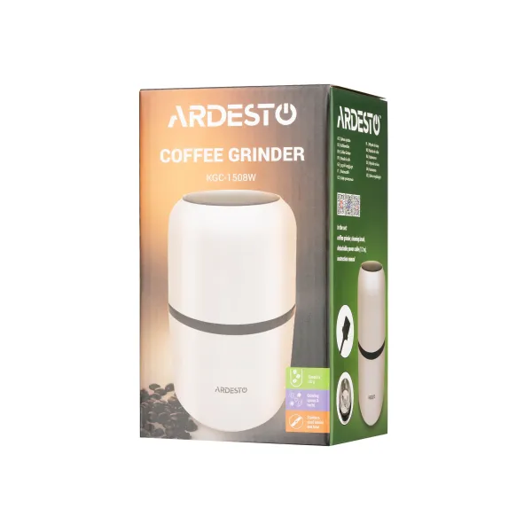 Кофемолка роторная 150Вт, 80г белый Ardesto (KGC-1508W) - Фото 10