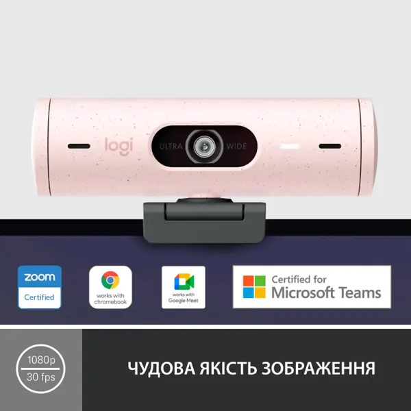 Веб-камера Brio 500, розовая Logitech (960-001421) - Фото 9