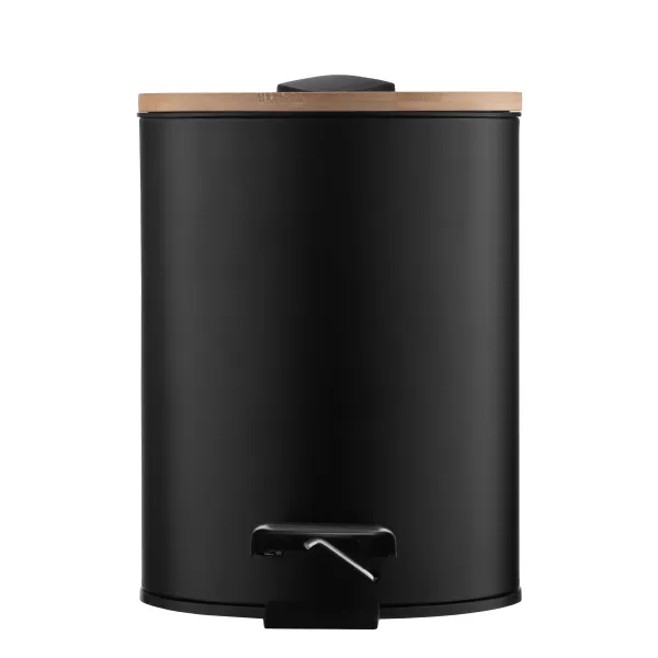 Ведро для мусора Minimalism с педалью, 3 л, металл, пластик, бамбук, черный Ardesto (ARHB3601BB) - Фото 5