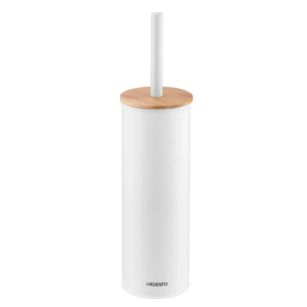 Набор щетка для унитаза с подставкой Minimalism 9.5x27.5/38 см, металл, полипропилен, бамбук, белый Ardesto (ARHB3503WB)