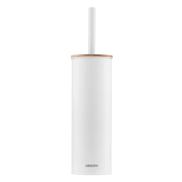 Набор щетка для унитаза с подставкой Minimalism 9.5x27.5/38 см, металл, полипропилен, бамбук, белый Ardesto (ARHB3503WB) - Фото 2