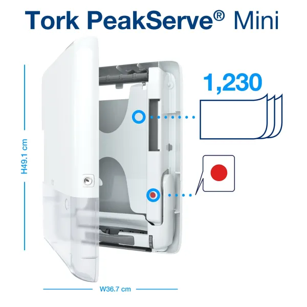 Мини-диспенсер для полотенец с бесподачей, белый Н5 PeakServe Tork (33882400) - Фото 2