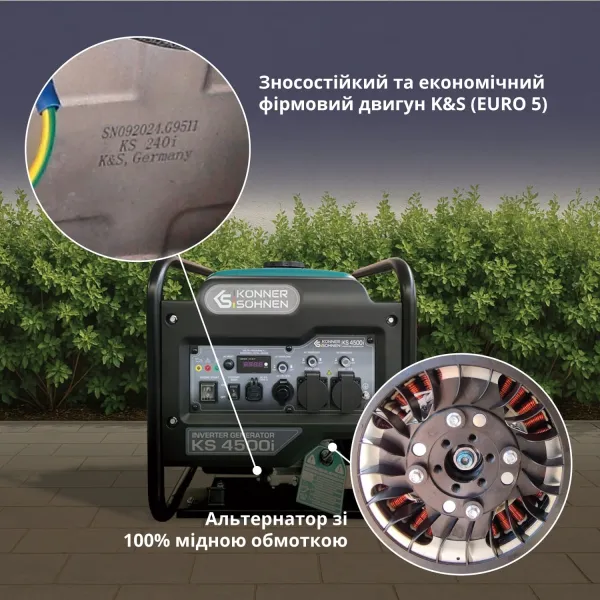 Генератор бензиновий інверторний 230В, 4.5кВт, Konner&Sohnen (KS4500I) - Фото 2