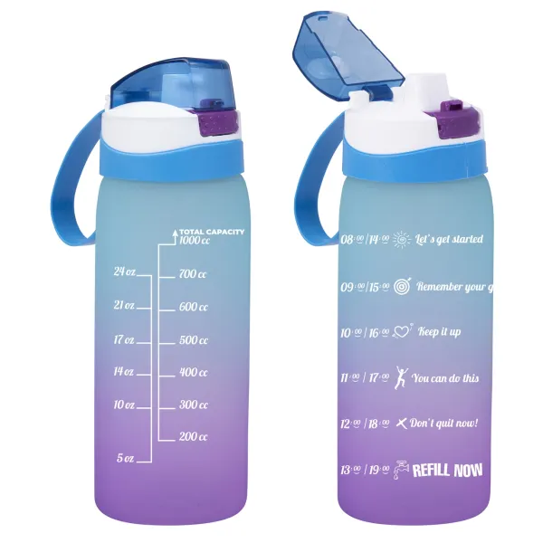 Пляшечка для води з кнопкою Harevin PC-Double Coloured Blue 1 л (161646-160) - Фото 5
