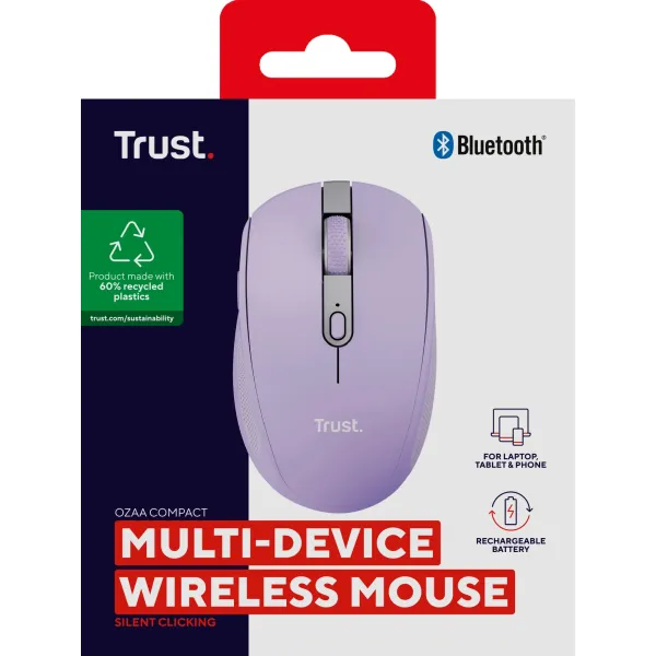 Мышь беспроводная WL/BT Ozaa Compact Multi-Device, фиолетовая Trust (25384_TRUST) - Фото 7