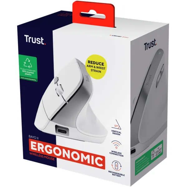 Мышь беспроводная Bayo II Ergonomic, белая Trust (25398_TRUST) - Фото 9