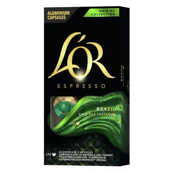 Кофе капсулы Espresso Brazil Origins Collection, 100% арабика, 10 шт, Nespresso L`OR (8711000573501) - Фото 1