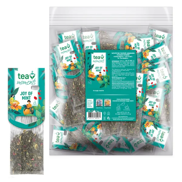 Чай ягодно-травяной 110 г (2,2 г х 50), кадди – пакет, Joy of Mint Tea Moments (tm.05181)