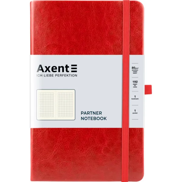 Записна книжка Partner Lux, 125х195, 96 л, клітинка, червона Axent (8202-06-A)