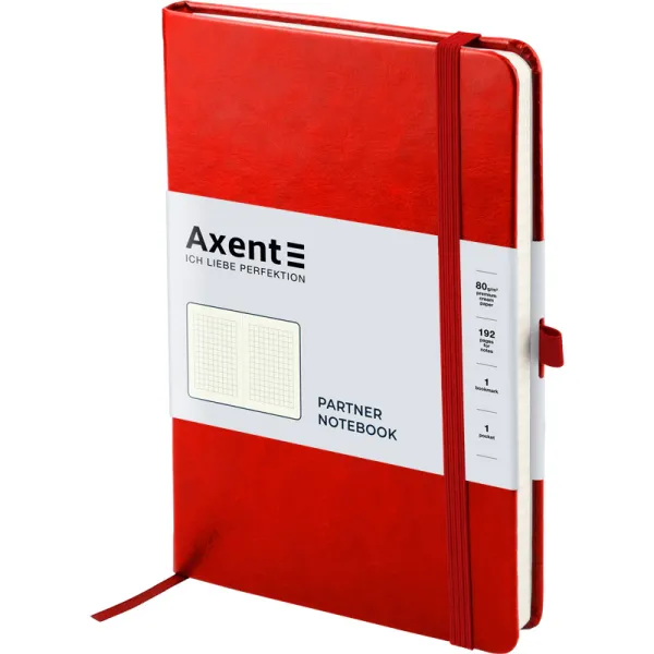 Записна книжка Partner Lux, 125х195, 96 л, клітинка, червона Axent (8202-06-A) - Фото 1