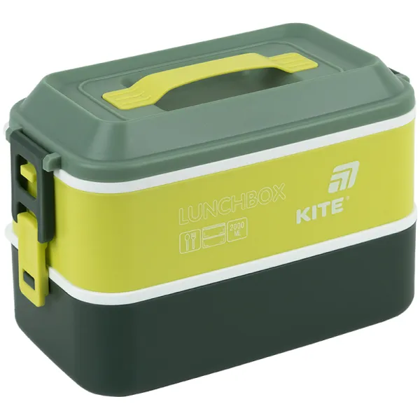 Ланчбокс Kite (контейнер для їжі) 2000 мл подвійний з наповненням, зелений (K25-1184-3) - Фото 2
