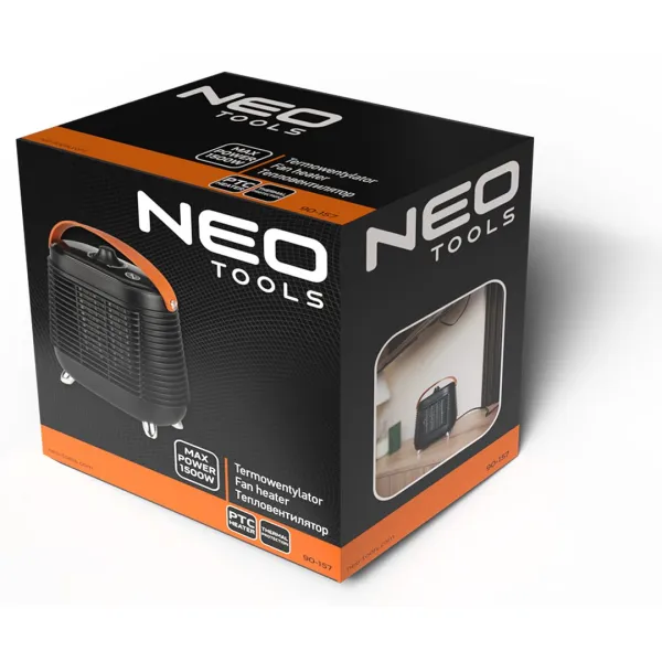 Тепловентилятор электрический 1.5 кВт  черный Neo Tools (90-157) - Фото 5