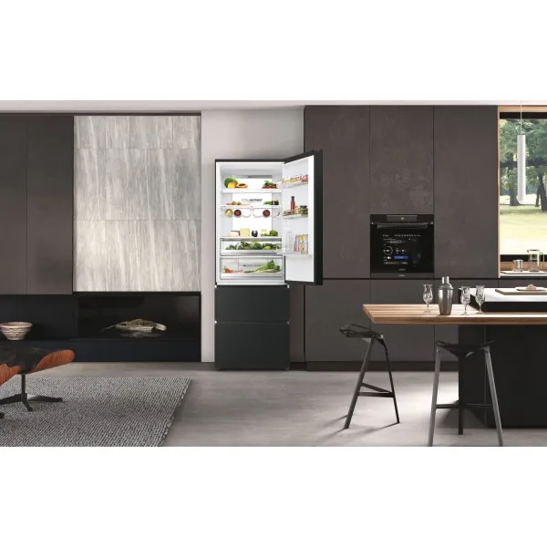 Холодильник 200.6x70х67.5, 343л/140л, А++, NF, инв., черный Haier (HTW7720ENPT) - Фото 1