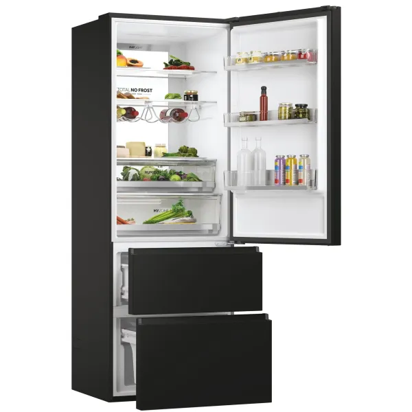 Холодильник 200.6x70х67.5, 343л/140л, А++, NF, инв., черный Haier (HTW7720ENPT) - Фото 4