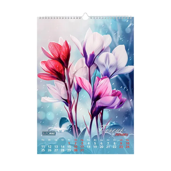 Календарь настенный 2027 г., А3, 1 пружина, Flowers Buromax (BM.210604) - Фото 2