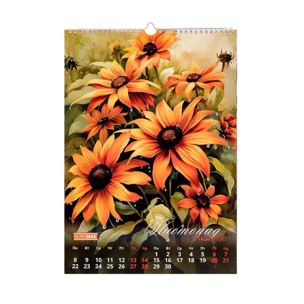 Календарь настенный 2027 г., А3, 1 пружина, Flowers Buromax (BM.210604) - Фото 3
