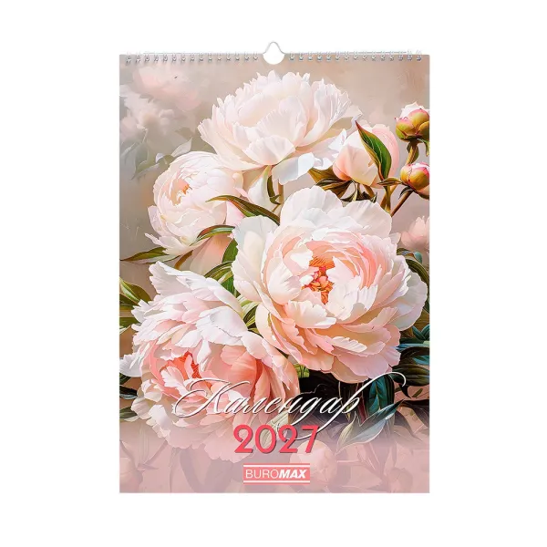 Календарь настенный 2027 г., А3, 1 пружина, Flowers Buromax (BM.210604)