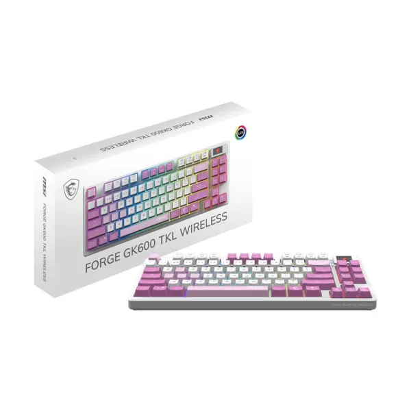 Клавиатура беспроводная механическая, RGB, TKL, Forge GK600 W UA, EN/UKR/RU, фиолетовая MSI (S11-43UAQ01-HH9) - Фото 4