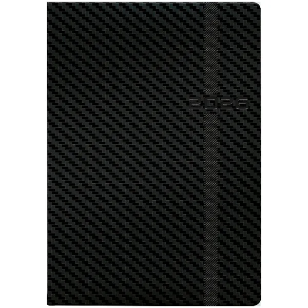 Ежедневник датированный 2026 Стандарт Soft Carbon, черный Brunnen (73-795 31 906)