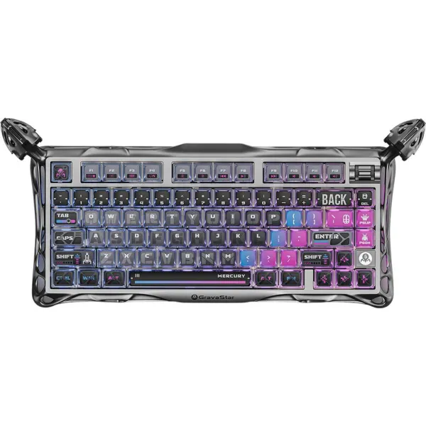 Клавиатура BT/WL/USB механическая Mercury K1 Pro, GravaStar x Kailh Speedy Mint, cyberpunk GravaStar (GSK1PRO_CBLK)