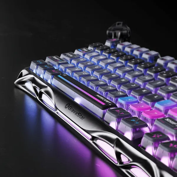 Клавиатура BT/WL/USB механическая Mercury K1 Pro, GravaStar x Kailh Speedy Mint, cyberpunk GravaStar (GSK1PRO_CBLK) - Фото 4