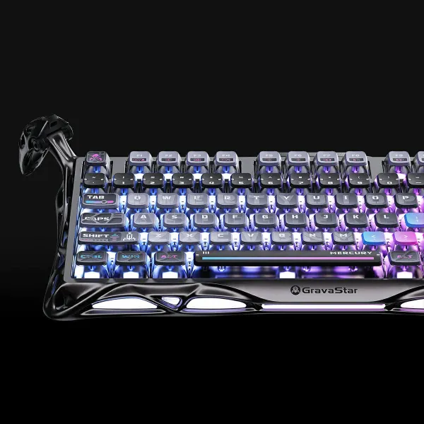 Клавиатура BT/WL/USB механическая Mercury K1 Pro, GravaStar x Kailh Speedy Mint, cyberpunk GravaStar (GSK1PRO_CBLK) - Фото 7