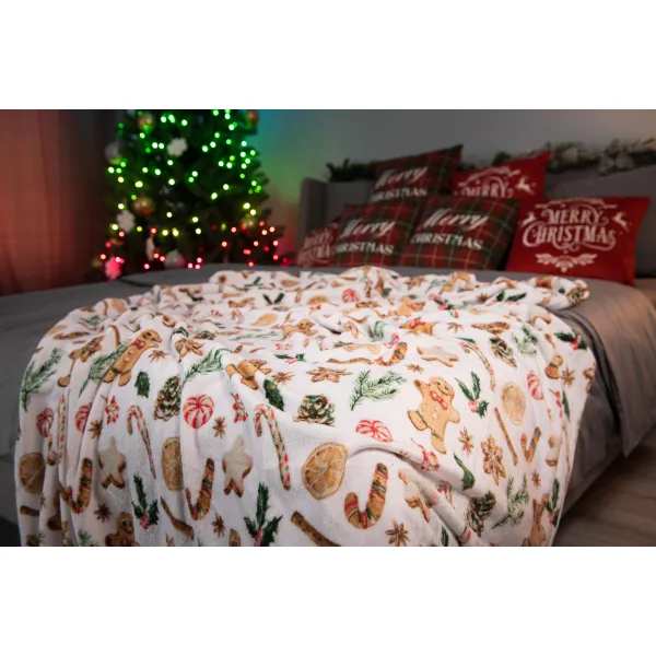 Плед 160х200см, 100% полиэстер, имбирные пряники Christmas  Flannel Ardesto (ART0118PB) - Фото 5