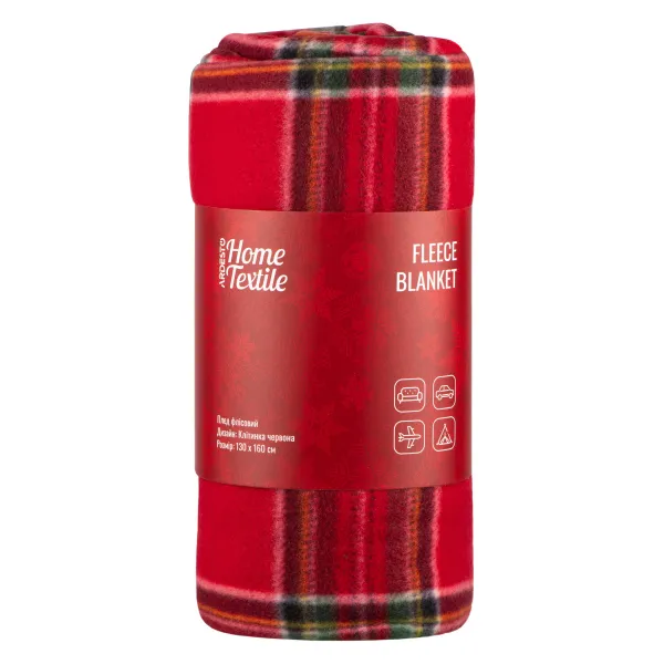 Плед 130x160см, 100% поліестер, клітинка, червоний Christmas Fleece Ardesto (ART0717PB)