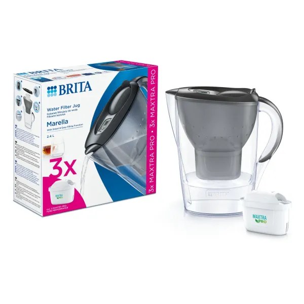 Фільтр-глечик Marella Memo MXPro 2.4л (1.4л очищеної води) з фільтр-картриджем 3шт, графіт Brita (1052796) - Фото 5