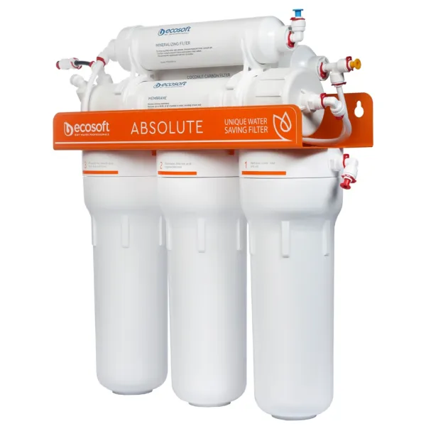 Фільтр зворотного осмосу Absolute з мінералізатором, мембрана 75gpd DuPont, дренаж 1:1 Ecosoft (MO675MECO) - Фото 1