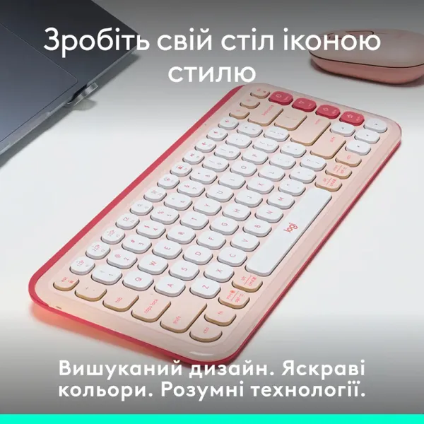 Клавиатура беспроводная POP Icon Keys, UA, розовая Logitech (920-013073) - Фото 9