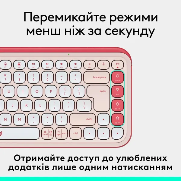 Клавиатура беспроводная POP Icon Keys, UA, розовая Logitech (920-013073) - Фото 10