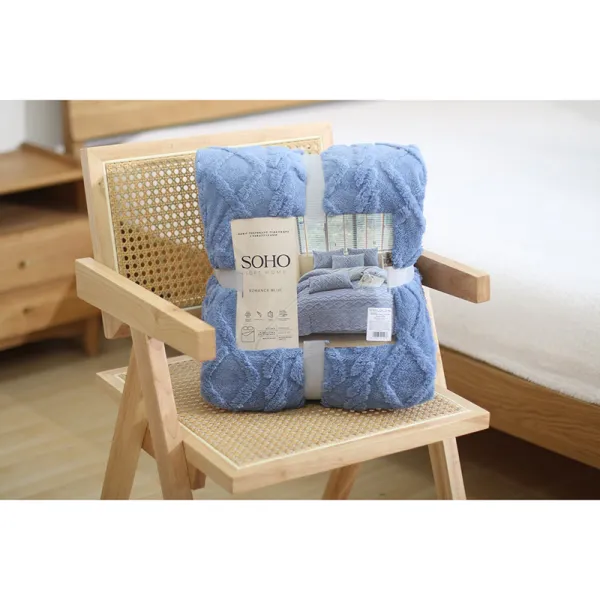 Набор покрывало 150х200 см и 2 наволочки 50х70 см, синий, Romance Soho (Set carpet+ pillow Blue_7120197)
