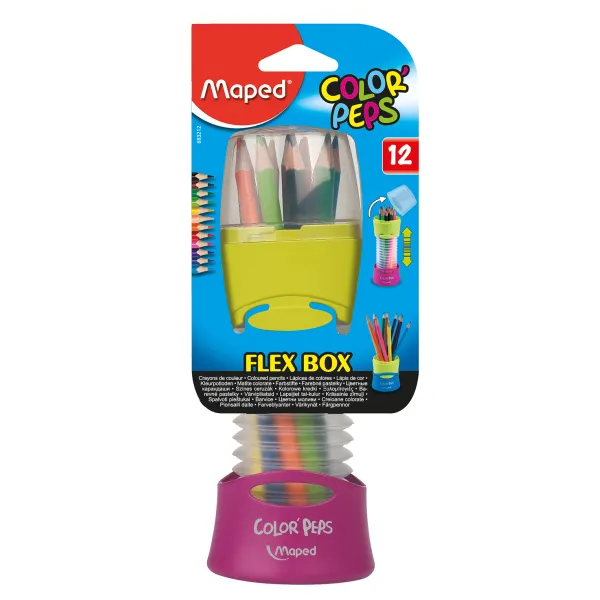 Карандаши цветные COLOR PEPS Flex Box, 12 цветов, + раздвижной пенал, ассорти Maped (MP.683212) - Фото 1
