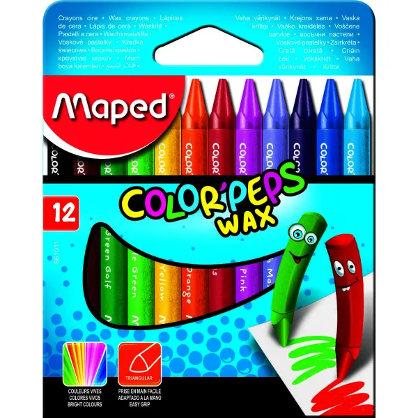 Мелки восковые COLOR PEPS Wax Crayons, 12 цветов Maped (MP.861011) - Фото 1