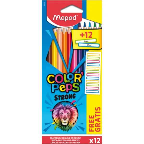 Олівці кольорові COLOR PEPS Classic, 12 кольорів + 12 наклейок Maped (MP.862725) - Фото 4