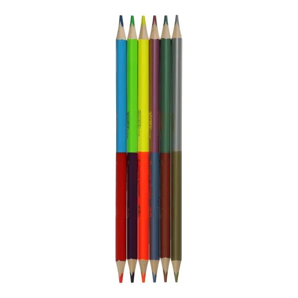 Карандаши цветные двухсторонние NEON+METALLIC, 6 шт (12 цветов), KIDS LINE ZiBi (ZB.2465) - Фото 1