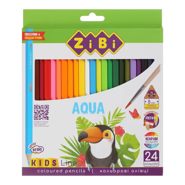 Карандаши цветные акварельные AQUA, 24 шт, KIDS LINE ZiBi (ZB.2476) - Фото 5