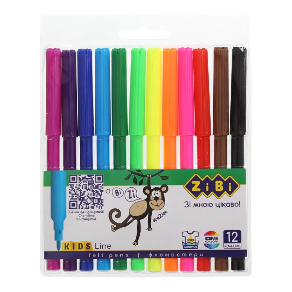 Фломастеры на водной основе, 12 цветов, KIDS Line ZiBi (ZB.2802) - Фото 5