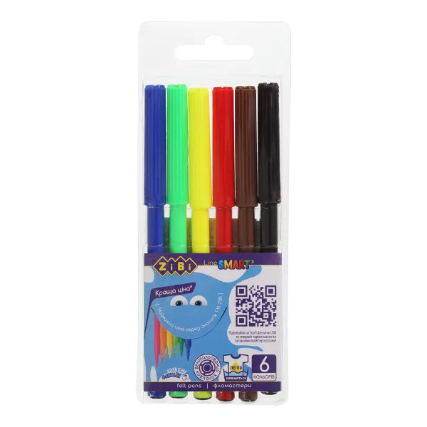 Фломастеры на водной основе, 6 цветов, SMART Line ZiBi (ZB.2808) - Фото 7