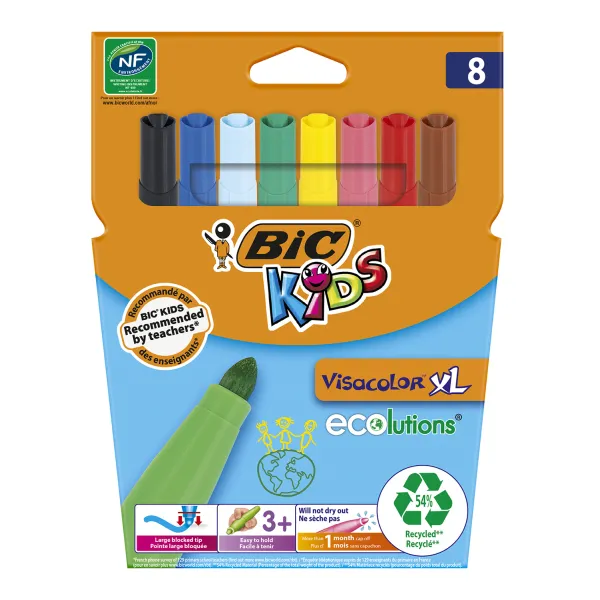 Фломастери Kids Visacolor XL, 8 кольорів BIC (bc8290062)