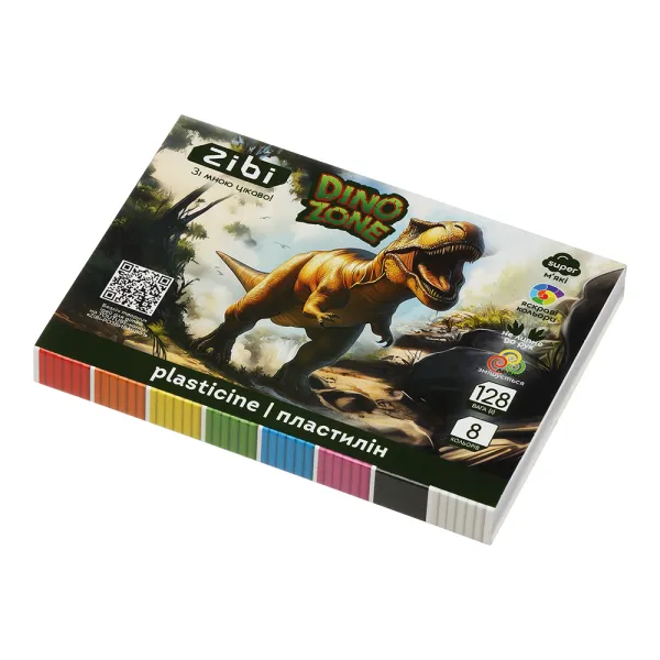 Пластилин DINO 8 цветов, 128 г, KIDS Line ZiBi (ZB.6277) - Фото 1