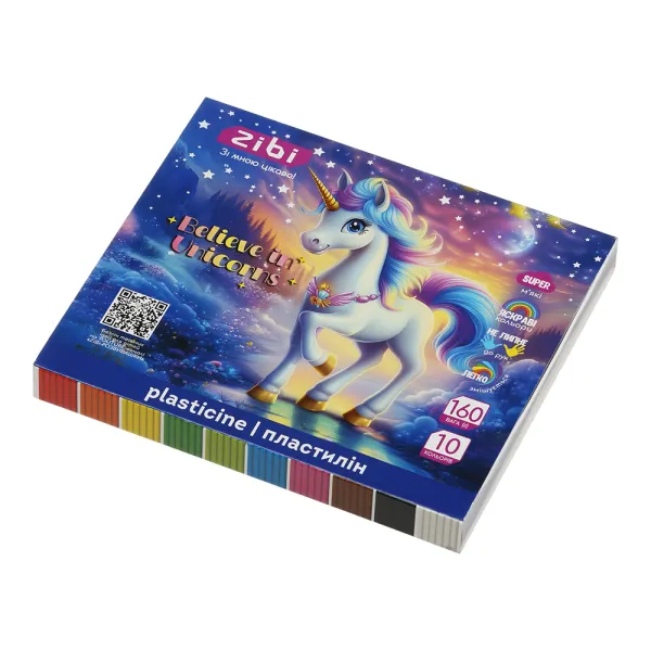 Пластилин UNICORN 10 цветов, 160 г, KIDS Line ZiBi (ZB.6281) - Фото 1