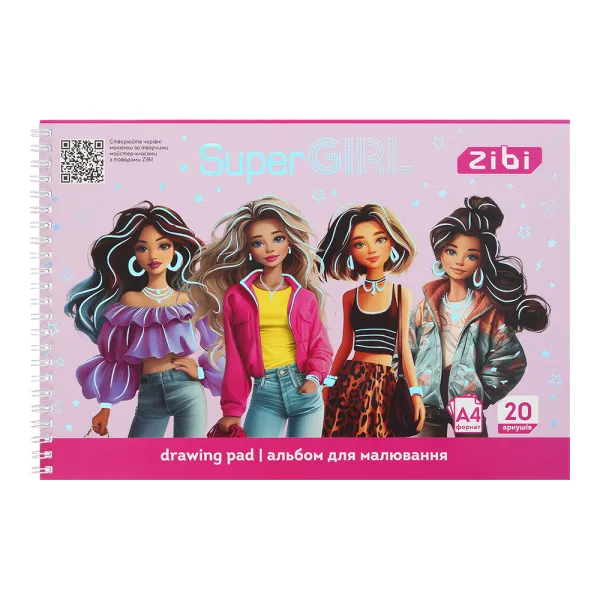 Альбом для рисования SUPER GIRL, А4, 20 л, 120 г/м2, на пружине, розовый, KIDS Line ZiBi (ZB.1443-10) - Фото 5