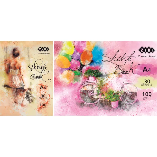 Скетчпад А4 на твердой основе, 30 листов, клееный, белый блок 100 г/м2, ART Line ZiBi (ZB.1470) - Фото 4