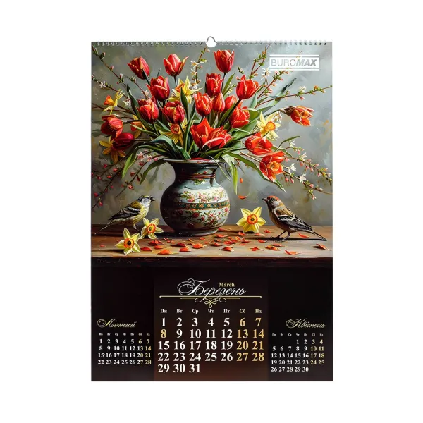 Календарь настенный 2027 г, А2, 1 пружина, Flowers and birds Buromax (BM.210650) - Фото 5